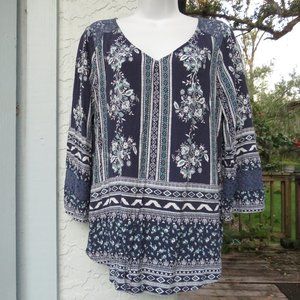 Figueroa and Flower Womens XL Lace and Cotton Blend Top